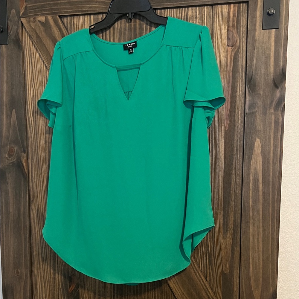 Torrid Teal Keyhole Blouse